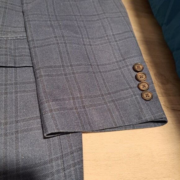 Ralph Ralph Lauren Size 48R Silk Wool Blend Blazer 2 Button Blue Plaid - Picture 9 of 16